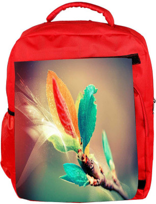 

Snoogg Eco Friendly Canvas Colorful Leaves Digital Art Designer Backpack Rucksack School Travel Unisex Casual Canvas Bag Bookbag Satchel 5 L Backpack(Red)