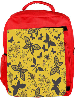 

Snoogg Eco Friendly Canvas Black Butterfly Yellow Pattern Designer Backpack Rucksack School Travel Unisex Casual Canvas Bag Bookbag Satchel 5 L Backpack(Red)
