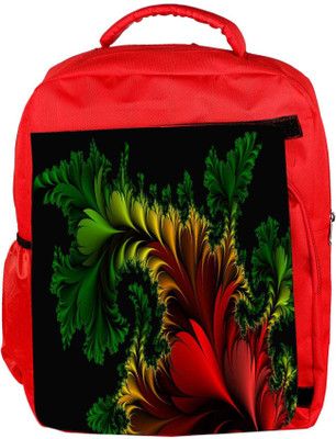 

Snoogg Eco Friendly Canvas Fractal Feathers Abstract Designer Backpack Rucksack School Travel Unisex Casual Canvas Bag Bookbag Satchel 5 L Backpack(Red)