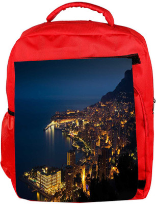 

Snoogg Eco Friendly Canvas Night View Of City Designer Backpack Rucksack School Travel Unisex Casual Canvas Bag Bookbag Satchel 5 L Backpack(Red)