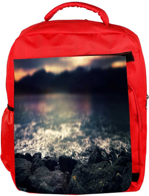 

Snoogg Eco Friendly Canvas Rocks At Shore Beach Designer Backpack Rucksack School Travel Unisex Casual Canvas Bag Bookbag Satchel 5 L Backpack(Red)