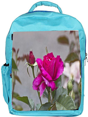 Snoogg Eco Friendly Canvas Dark Pink Rose Flower Backpack Rucksack School Travel Unisex Casual Canvas Bag Bookbag Satchel 5 L Backpack(Blue)