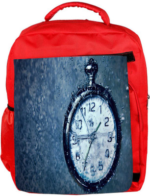 

Snoogg Eco Friendly Canvas Clock In The Rain Designer Backpack Rucksack School Travel Unisex Casual Canvas Bag Bookbag Satchel 5 L Backpack(Red)