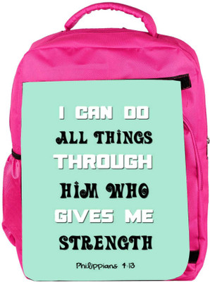 

Snoogg Eco Friendly Canvas Him Who Gives Me Strength Quote Backpack Rucksack School Travel Unisex Casual Canvas Bag Bookbag Satchel 5 L Backpack(Pink)