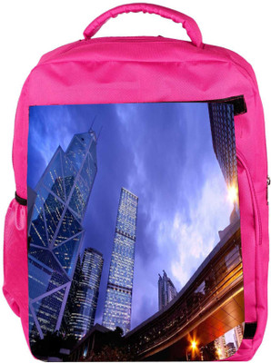 

Snoogg Eco Friendly Canvas Crystal Building Designer Backpack Rucksack School Travel Unisex Casual Canvas Bag Bookbag Satchel 5 L Backpack(Pink)