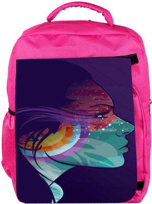 Snoogg Eco Friendly Canvas Tattoo Lady Backpack Rucksack School Travel Unisex Casual Canvas Bag Bookbag Satchel 5 L Backpack(Pink)