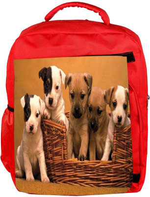 

Snoogg Eco Friendly Canvas Puppy In The Basket Designer Backpack Rucksack School Travel Unisex Casual Canvas Bag Bookbag Satchel 5 L Backpack(Red)