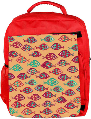

Snoogg Eco Friendly Canvas Multicolor Fishes Designer Backpack Rucksack School Travel Unisex Casual Canvas Bag Bookbag Satchel 5 L Backpack(Red)