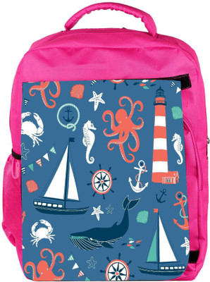 

Snoogg Eco Friendly Canvas Set Of 4 Nautical Cards Backpack Rucksack School Travel Unisex Casual Canvas Bag Bookbag Satchel 5 L Backpack(Pink)