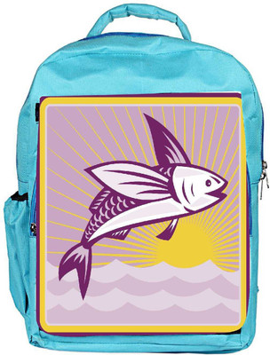 

Snoogg Eco Friendly Canvas Flying Fish At Sea Ocean Square Retro Backpack Rucksack School Travel Unisex Casual Canvas Bag Bookbag Satchel 5 L Backpack(Blue)