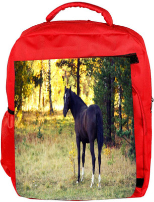 

Snoogg Eco Friendly Canvas Dark Black Horse Designer Backpack Rucksack School Travel Unisex Casual Canvas Bag Bookbag Satchel 5 L Backpack(Red)