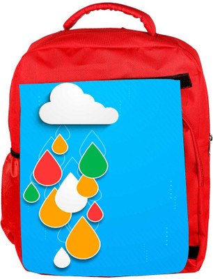 

Snoogg Eco Friendly Canvas Bstract Rainy Season Background With Cloud And Colorful Water Drops Backpack Rucksack School Travel Unisex Casual Canvas Bag Bookbag Satchel 5 L Backpack(Red)