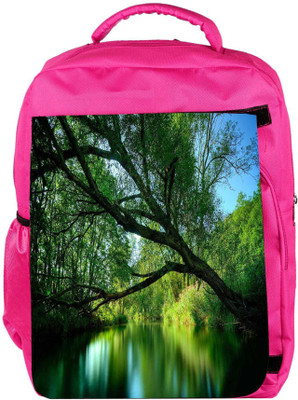

Snoogg Eco Friendly Canvas Forest Lake Designer Backpack Rucksack School Travel Unisex Casual Canvas Bag Bookbag Satchel 5 L Backpack(Pink)