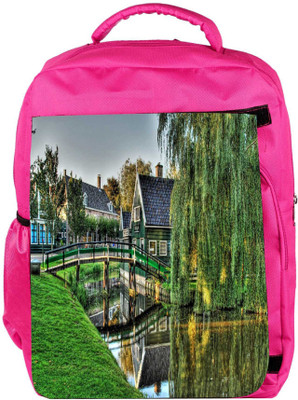 

Snoogg Eco Friendly Canvas Green Nature Designer Backpack Rucksack School Travel Unisex Casual Canvas Bag Bookbag Satchel 5 L Backpack(Pink)