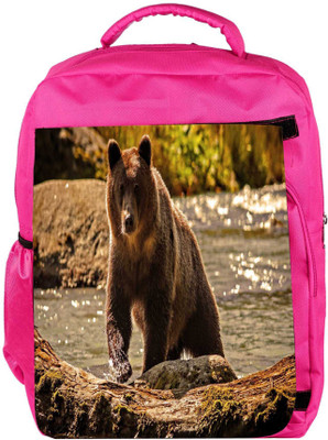 

Snoogg Eco Friendly Canvas Bear From The River Designer Backpack Rucksack School Travel Unisex Casual Canvas Bag Bookbag Satchel 5 L Backpack(Pink)