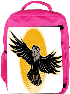 

Snoogg Eco Friendly Canvas Owl Flying Front Backpack Rucksack School Travel Unisex Casual Canvas Bag Bookbag Satchel 5 L Backpack(Pink)