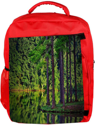 

Snoogg Eco Friendly Canvas Tall Trees On The River Side Designer Backpack Rucksack School Travel Unisex Casual Canvas Bag Bookbag Satchel 5 L Backpack(Red)