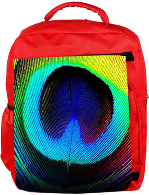 

Snoogg Eco Friendly Canvas Peacock Feather Backpack Rucksack School Travel Unisex Casual Canvas Bag Bookbag Satchel 5 L Backpack(Red)