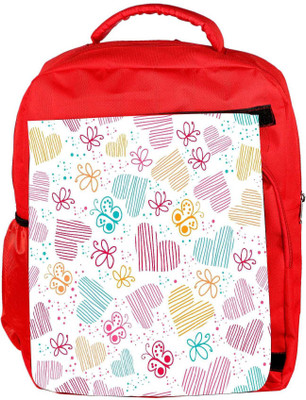 

Snoogg Eco Friendly Canvas Multicolor Hearts And Butterflies Designer Backpack Rucksack School Travel Unisex Casual Canvas Bag Bookbag Satchel 5 L Backpack(Red)