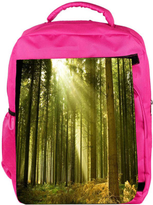

Snoogg Eco Friendly Canvas Abstract Green Forest Designer Backpack Rucksack School Travel Unisex Casual Canvas Bag Bookbag Satchel 5 L Backpack(Pink)