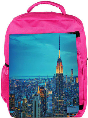 

Snoogg Eco Friendly Canvas New York Tower Designer Backpack Rucksack School Travel Unisex Casual Canvas Bag Bookbag Satchel 5 L Backpack(Pink)