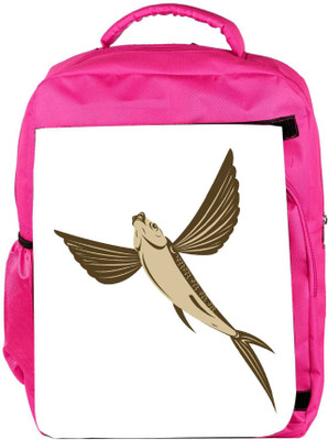 

Snoogg Eco Friendly Canvas Flying Fish Retro Style Backpack Rucksack School Travel Unisex Casual Canvas Bag Bookbag Satchel 5 L Backpack(Pink)