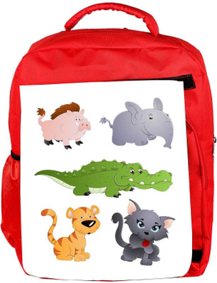 

Snoogg Eco Friendly Canvas Cute Animals Vectors Backpack Rucksack School Travel Unisex Casual Canvas Bag Bookbag Satchel 5 L Backpack(Red)