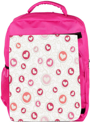 

Snoogg Eco Friendly Canvas White Hearts In Colorful Circles Designer Backpack Rucksack School Travel Unisex Casual Canvas Bag Bookbag Satchel 5 L Backpack(Pink)