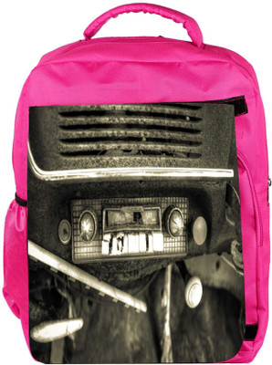 

Snoogg Eco Friendly Canvas Old Car Radio Designer Backpack Rucksack School Travel Unisex Casual Canvas Bag Bookbag Satchel 5 L Backpack(Pink)