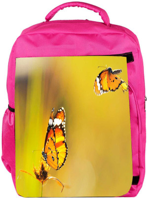 

Snoogg Eco Friendly Canvas Yellow Butterfly Designer Backpack Rucksack School Travel Unisex Casual Canvas Bag Bookbag Satchel 5 L Backpack(Pink)