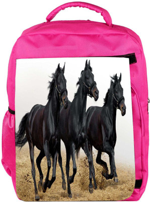 

Snoogg Eco Friendly Canvas Black Horses Running Designer Backpack Rucksack School Travel Unisex Casual Canvas Bag Bookbag Satchel 5 L Backpack(Pink)