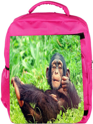 

Snoogg Eco Friendly Canvas Chimpanese Designer Backpack Rucksack School Travel Unisex Casual Canvas Bag Bookbag Satchel 5 L Backpack(Pink)