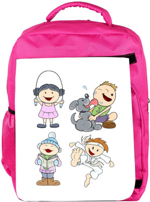 

Snoogg Eco Friendly Canvas Cute Cartoon Kids Backpack Rucksack School Travel Unisex Casual Canvas Bag Bookbag Satchel 5 L Backpack(Pink)