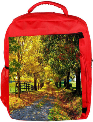 

Snoogg Eco Friendly Canvas Garden Trees And Way Designer Backpack Rucksack School Travel Unisex Casual Canvas Bag Bookbag Satchel 5 L Backpack(Red)