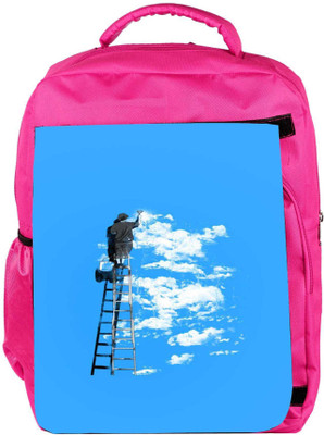 

Snoogg Eco Friendly Canvas Painting The Clouds 2676 Backpack Rucksack School Travel Unisex Casual Canvas Bag Bookbag Satchel 5 L Backpack(Pink)