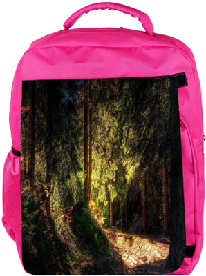 

Snoogg Eco Friendly Canvas Falling Sun Light In Forest Designer Backpack Rucksack School Travel Unisex Casual Canvas Bag Bookbag Satchel 5 L Backpack(Pink)