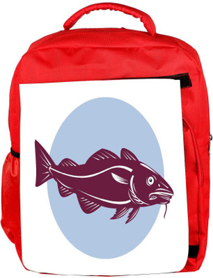 

Snoogg Eco Friendly Canvas Atlantic Codfish Retro Backpack Rucksack School Travel Unisex Casual Canvas Bag Bookbag Satchel 5 L Backpack(Red)