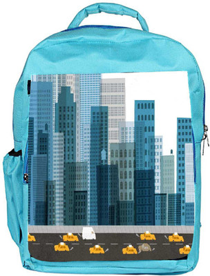

Snoogg Eco Friendly Canvas Busy City Street 2600 Backpack Rucksack School Travel Unisex Casual Canvas Bag Bookbag Satchel 5 L Backpack(Blue)