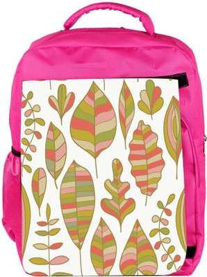 

Snoogg Eco Friendly Canvas Colorful Leaves White Designer Backpack Rucksack School Travel Unisex Casual Canvas Bag Bookbag Satchel 5 L Backpack(Pink)