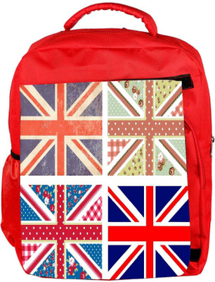 

Snoogg Eco Friendly Canvas 4 Cute British Flags In Shabby Chic Floral And Vintage Style Backpack Rucksack School Travel Unisex Casual Canvas Bag Bookbag Satchel 5 L Backpack(Red)