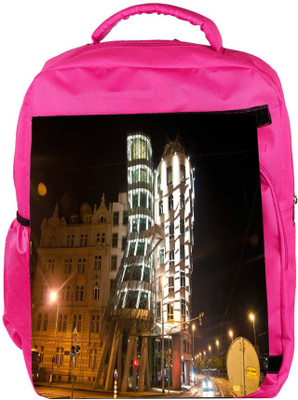 

Snoogg Eco Friendly Canvas Abstract Buildings Designer Backpack Rucksack School Travel Unisex Casual Canvas Bag Bookbag Satchel 5 L Backpack(Pink)