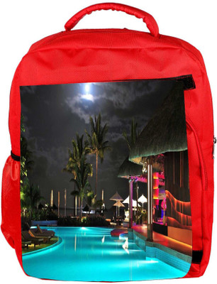 

Snoogg Eco Friendly Canvas Night On The Tropical Beach Designer Backpack Rucksack School Travel Unisex Casual Canvas Bag Bookbag Satchel 5 L Backpack(Red)