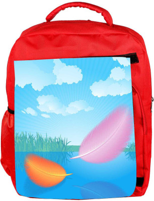 

Snoogg Eco Friendly Canvas Feathers Vector Backpack Rucksack School Travel Unisex Casual Canvas Bag Bookbag Satchel 5 L Backpack(Red)