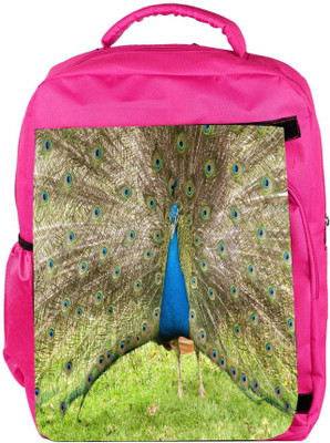 

Snoogg Eco Friendly Canvas Colorful Peacock Backpack Rucksack School Travel Unisex Casual Canvas Bag Bookbag Satchel 5 L Backpack(Pink)