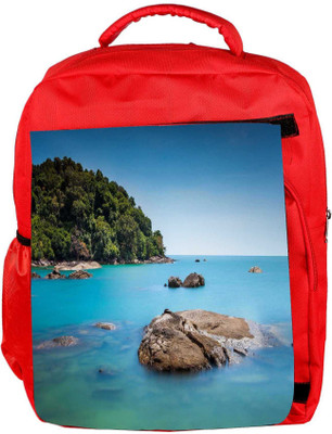 

Snoogg Eco Friendly Canvas Rocks In The Ocean Designer Backpack Rucksack School Travel Unisex Casual Canvas Bag Bookbag Satchel 5 L Backpack(Red)