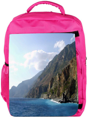 

Snoogg Eco Friendly Canvas Hill And Sea Designer Backpack Rucksack School Travel Unisex Casual Canvas Bag Bookbag Satchel 5 L Backpack(Pink)