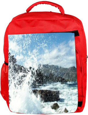 

Snoogg Eco Friendly Canvas Water Waves Hitting The Shore Designer Backpack Rucksack School Travel Unisex Casual Canvas Bag Bookbag Satchel 5 L Backpack(Red)