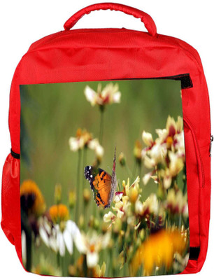 

Snoogg Eco Friendly Canvas Butterfly In Small Flower Designer Backpack Rucksack School Travel Unisex Casual Canvas Bag Bookbag Satchel 5 L Backpack(Red)