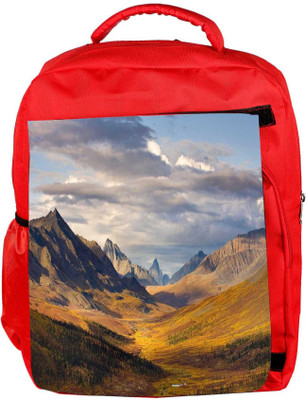 

Snoogg Eco Friendly Canvas Abstract Mountain Nature View Designer Backpack Rucksack School Travel Unisex Casual Canvas Bag Bookbag Satchel 5 L Backpack(Red)