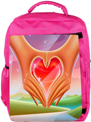 

Snoogg Eco Friendly Canvas Hands Forming A Heart 2640 Backpack Rucksack School Travel Unisex Casual Canvas Bag Bookbag Satchel 5 L Backpack(Pink)